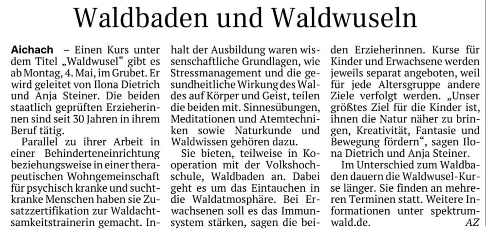 Zeitungsartikel über Spektrum Wald
